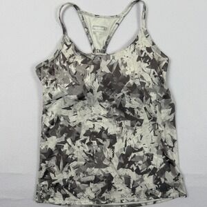 Marmot Womens Grey White Abstract Print Racerback Athletic Tank Top Shelf Bra M